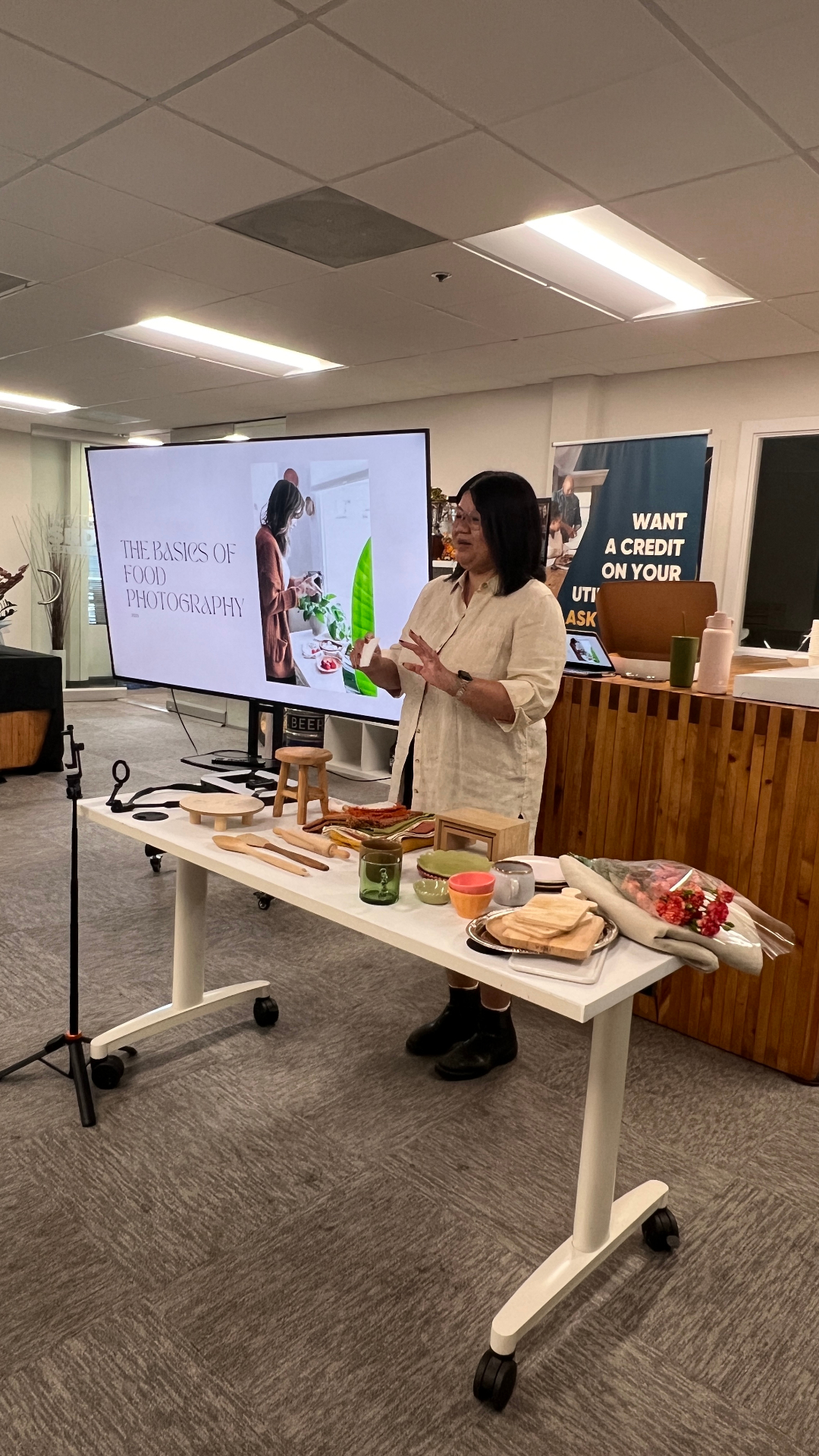 SBDC workshop presenter demonstrating food styling